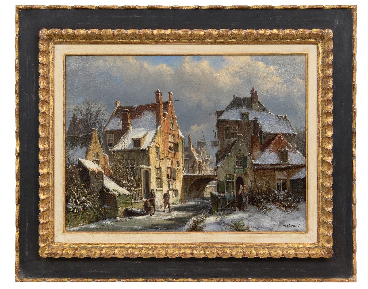 Koekkoek W.  | Willem Koekkoek | Gemälde zum Verkauf angeboten | Holländisches Stadtbild im Winter, Öl auf Leinwand 44,3 x 60,4 cm, Unterzeichnet u.r.