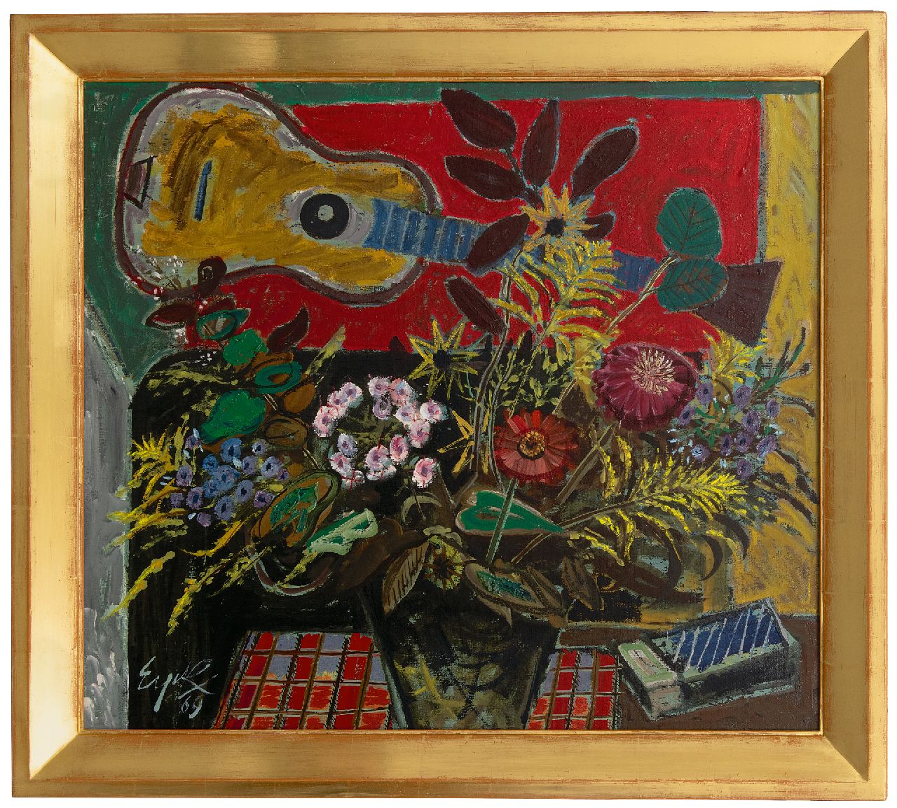 Eyck Ch.H.  | 'Charles' Hubert Eyck | Gemälde zum Verkauf angeboten | Stillleben mit Gitarre, Öl auf Leinwand 70,5 x 80,1 cm, Unterzeichnet u.l. und datiert '69