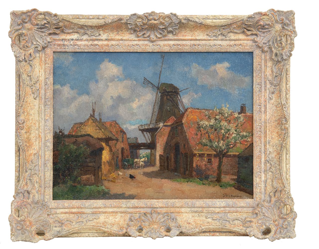 Soonius L.  | Lodewijk 'Louis' Soonius | Gemälde zum Verkauf angeboten | Die Getreidemühle 'Concordia' in der Molenstrasse in Ede, Öl auf Leinwand 30,2 x 40,8 cm, Unterzeichnet u.r. und zu datieren auf Ende der 40er Jahre
