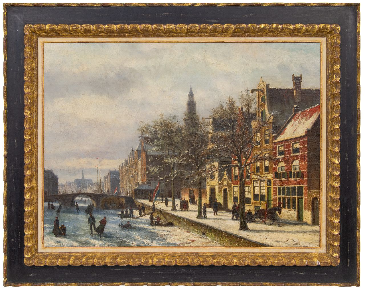 Hulk sr. J.F.  | Johannes Frederik Hulk sr. | Gemälde zum Verkauf angeboten | Haarlem im Winter, Öl auf Leinwand 58,2 x 80,6 cm, Unterzeichnet u.r.
