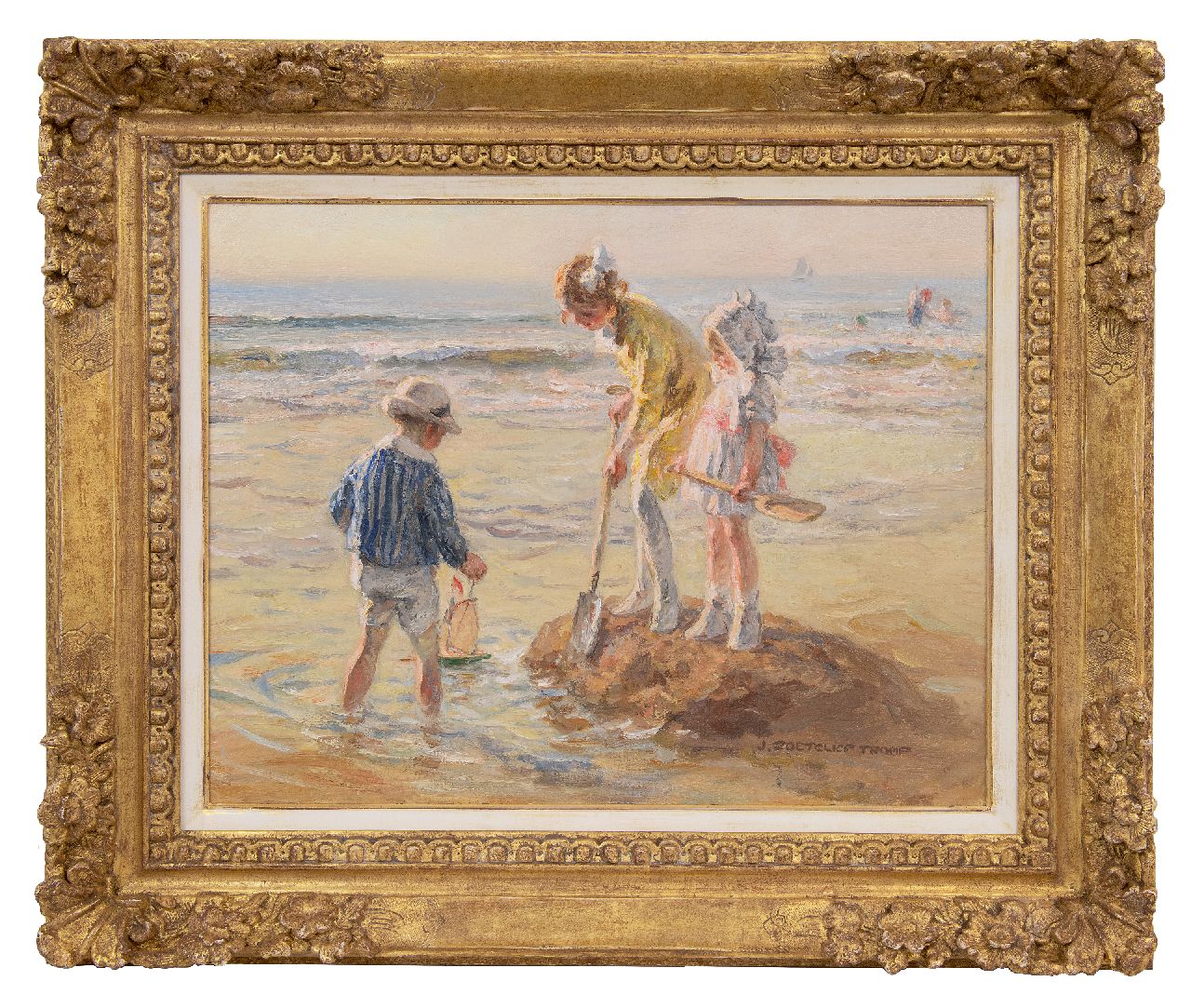 Zoetelief Tromp J. | Johannes 'Jan' Zoetelief Tromp | Gemälde zum Verkauf angeboten | Spielen am Strand, Öl auf Leinwand 40,5 x 52,9 cm, Unterzeichnet u.r. und auf den Keilrahmen Zoetelief Tromp J. | Johannes 'Jan' Zoetelief Tromp | Gemälde zum Verkauf angeboten | Spielen am Strand, Öl auf Leinwand 40,5 x 52,9 cm, Unterzeichnet u.r. und auf den Keilrahmen