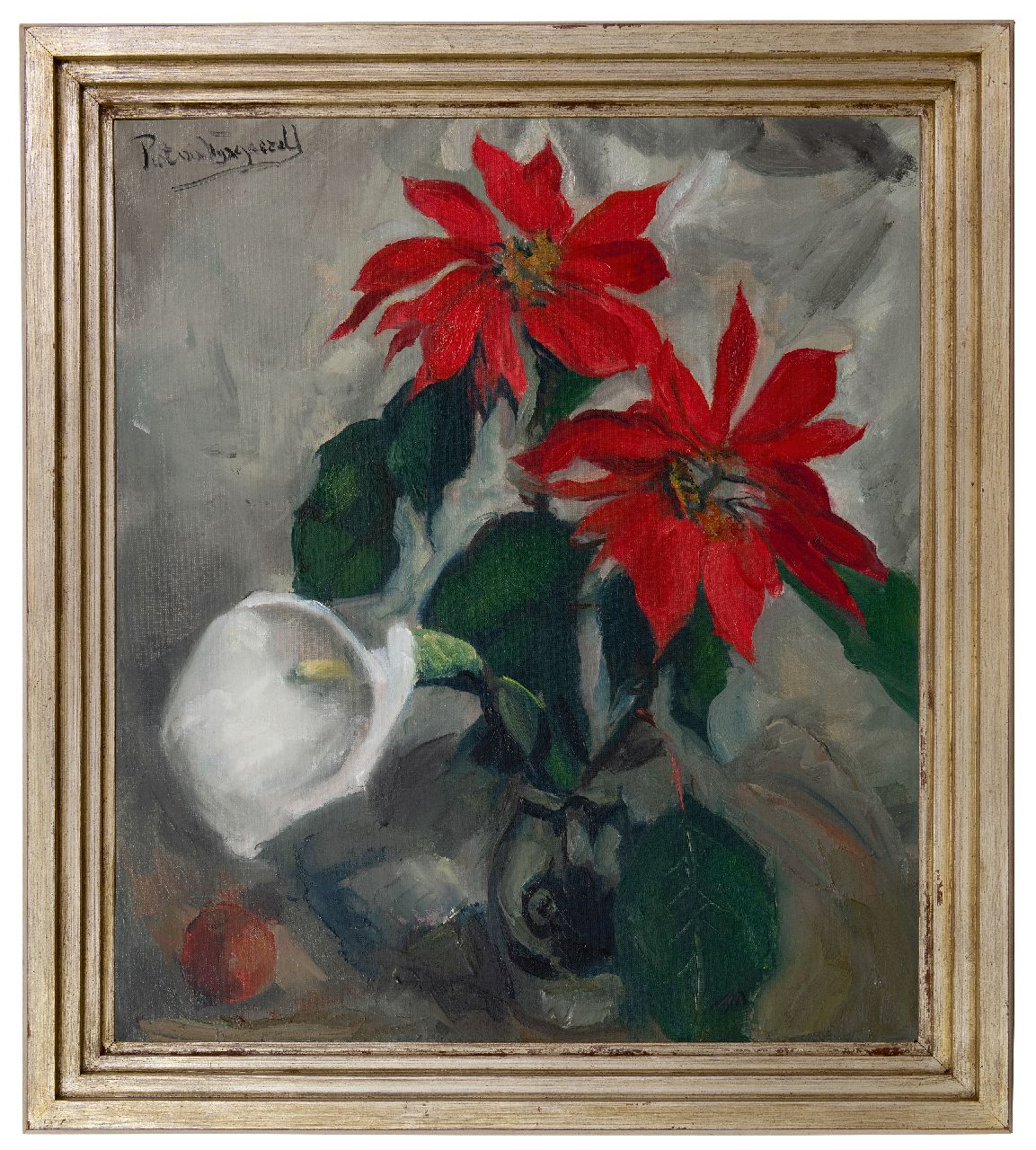 Wijngaerdt P.T. van | Petrus Theodorus 'Piet' van Wijngaerdt | Gemälde zum Verkauf angeboten | Weihnachtssterne mit Aronstab, Öl auf Leinwand 78,0 x 68,2 cm, Unterzeichnet o.l.