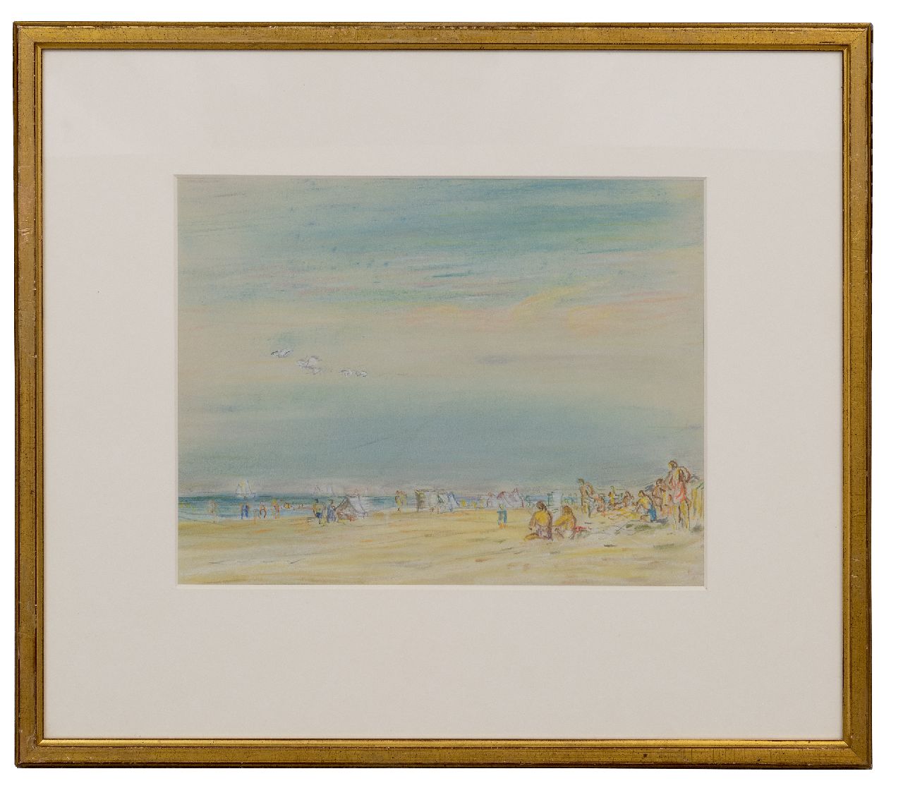 Gestel L.  | Leendert 'Leo' Gestel | Aquarelle und Zeichnungen zum Verkauf angeboten | Strandblick bei Zandvoort, Pastell auf Papier 23,7 x 30,0 cm