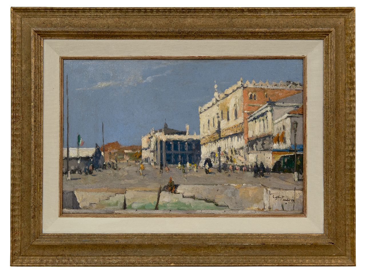Vlist L. van der | Leendert van der Vlist | Gemälde zum Verkauf angeboten | Blick in Venedig mit dem Dogenpalast, Öl auf Leinwand 32,8 x 50,4 cm, Unterzeichnet u.r. und datiert '24