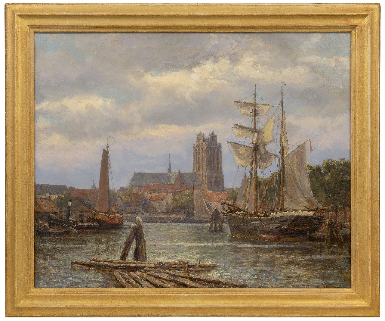 Koekkoek G.J. | Gerardus Johannes 'Gerard' Koekkoek, Blick auf Dordrecht vom Wasser aus, Öl auf Leinwand 49,8 x 60,6 cm, Unterzeichnet u.r. Koekkoek G.J. | Gerardus Johannes 'Gerard' Koekkoek, Blick auf Dordrecht vom Wasser aus, Öl auf Leinwand 49,8 x 60,6 cm, Unterzeichnet u.r.