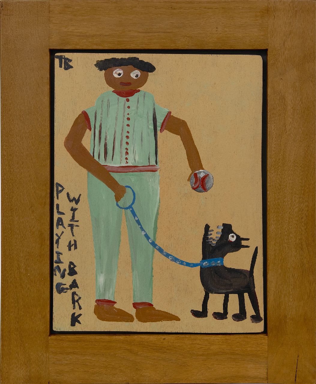 Brown T.  | Timothy 'Tim' Brown | Gemälde zum Verkauf angeboten | Playing with Bark, Acryl auf Holz 46,0 x 34,5 cm, Unterzeichnet o.l. und datiert 1988