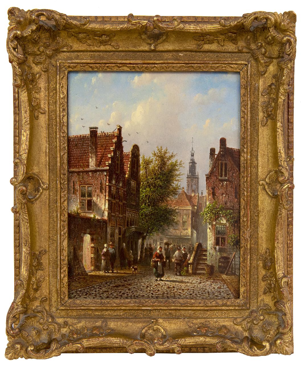 Spohler J.F. | Johannes Franciscus Spohler | Gemälde zum Verkauf angeboten | Sommerliche Stadtansicht mit dem Turm der Bakenesserkert von Haarlem, Öl auf Holz 20,9 x 15,8 cm, Unterzeichnet u.l. Spohler J.F. | Johannes Franciscus Spohler | Gemälde zum Verkauf angeboten | Sommerliche Stadtansicht mit dem Turm der Bakenesserkert von Haarlem, Öl auf Holz 20,9 x 15,8 cm, Unterzeichnet u.l.