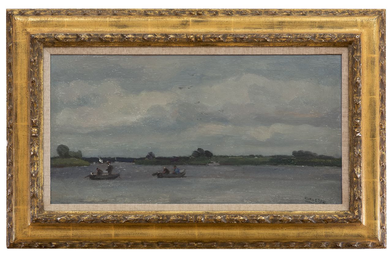 Noltee B.C. | Bernardus Cornelis 'Cor' Noltee, Fischer auf dem Wantij, Dordrecht, Öl auf Malereifaser 29,0 x 55,2 cm, Unterzeichnet r.u. Noltee B.C. | Bernardus Cornelis 'Cor' Noltee, Fischer auf dem Wantij, Dordrecht, Öl auf Malereifaser 29,0 x 55,2 cm, Unterzeichnet r.u.