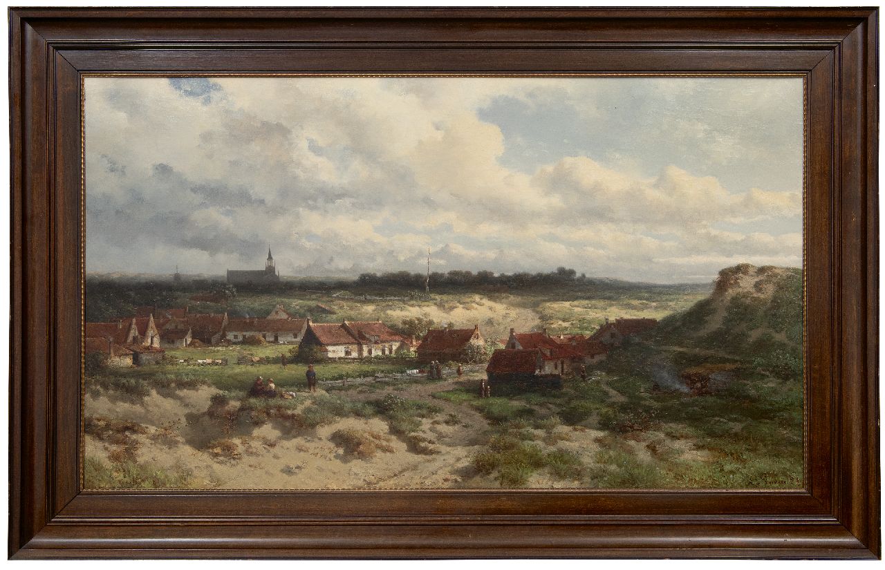 Verveer S.L.  | 'Salomon' Leonardus Verveer | Gemälde zum Verkauf angeboten | Blick auf das alte Scheveningen von den Dünen aus, Öl auf Leinwand 65,5 x 112,4 cm, Unterzeichnet u.r. und datiert '69