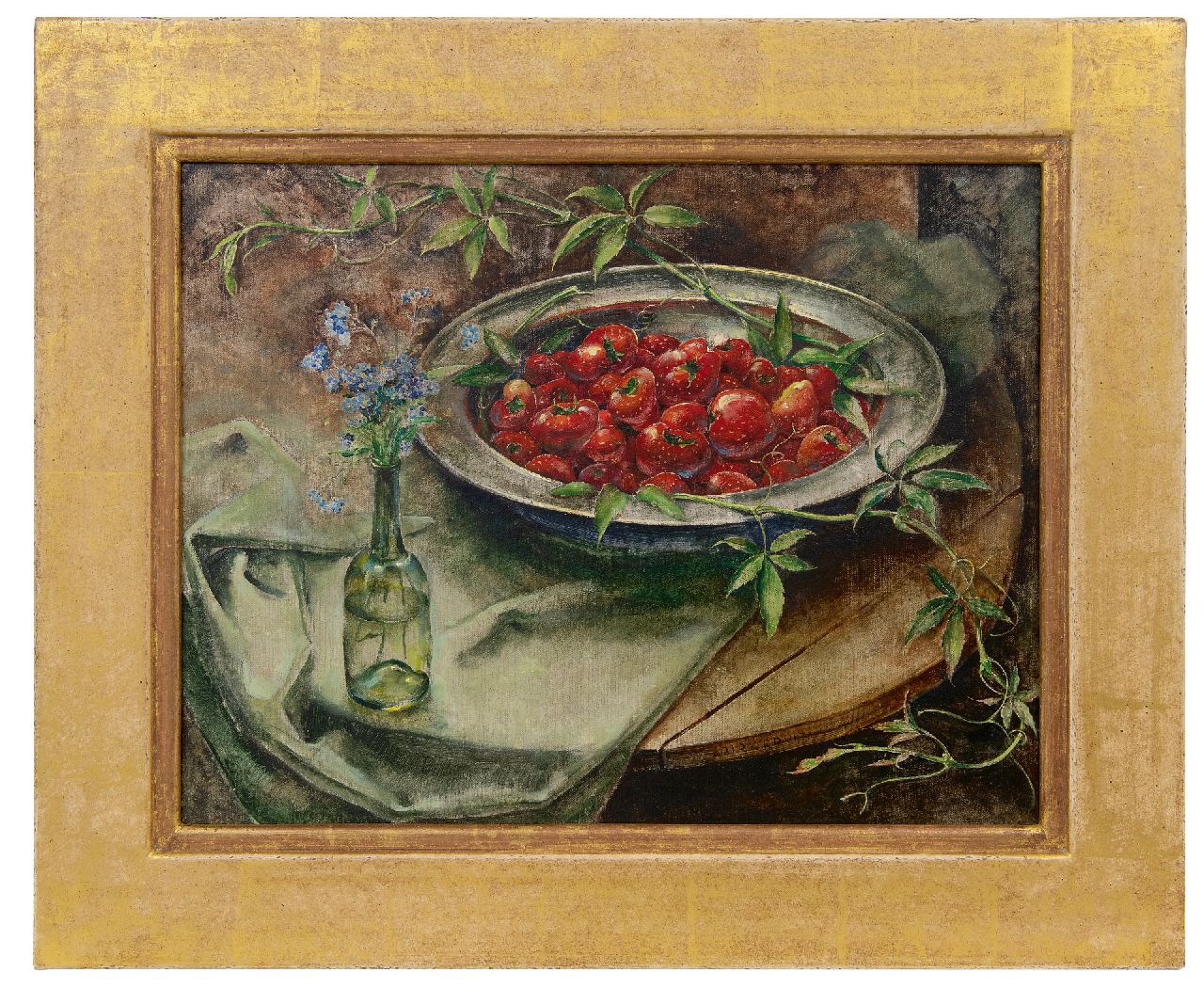 Kruizinga D.  | Dirk Kruizinga | Gemälde zum Verkauf angeboten | Stillleben mit Erdbeeren, Öl auf Leinwand 35,2 x 45,3 cm, signed l.r.