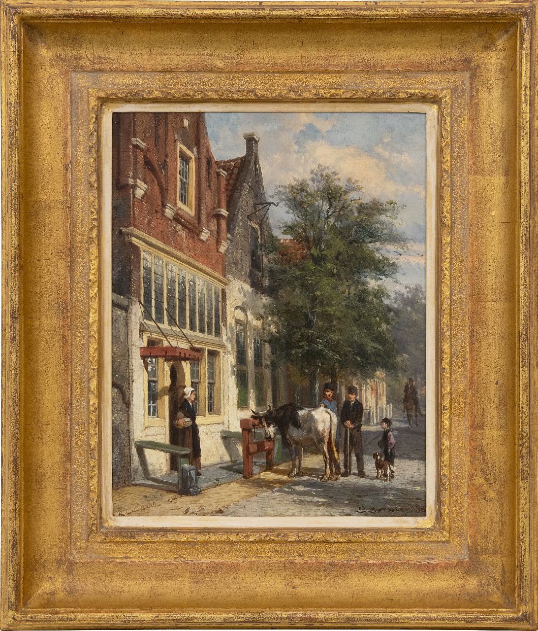 Springer C.  | Cornelis Springer | Gemälde zum Verkauf angeboten | Gasse in Monnickendam, Öl auf Holz 25,1 x 19,8 cm, Unterzeichnet r.u. und datiert '80