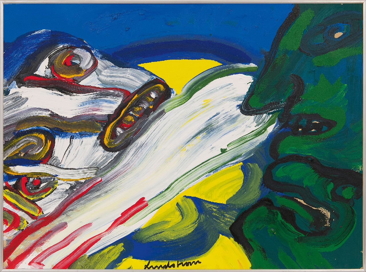 Lindström B.K.E.  | 'Bengt' Karl Erik Lindström | Gemälde zum Verkauf angeboten | Personages, Acryl auf Leinwand 56,8 x 76,3 cm, Unterzeichnet u.m. und im Verso datiert '81