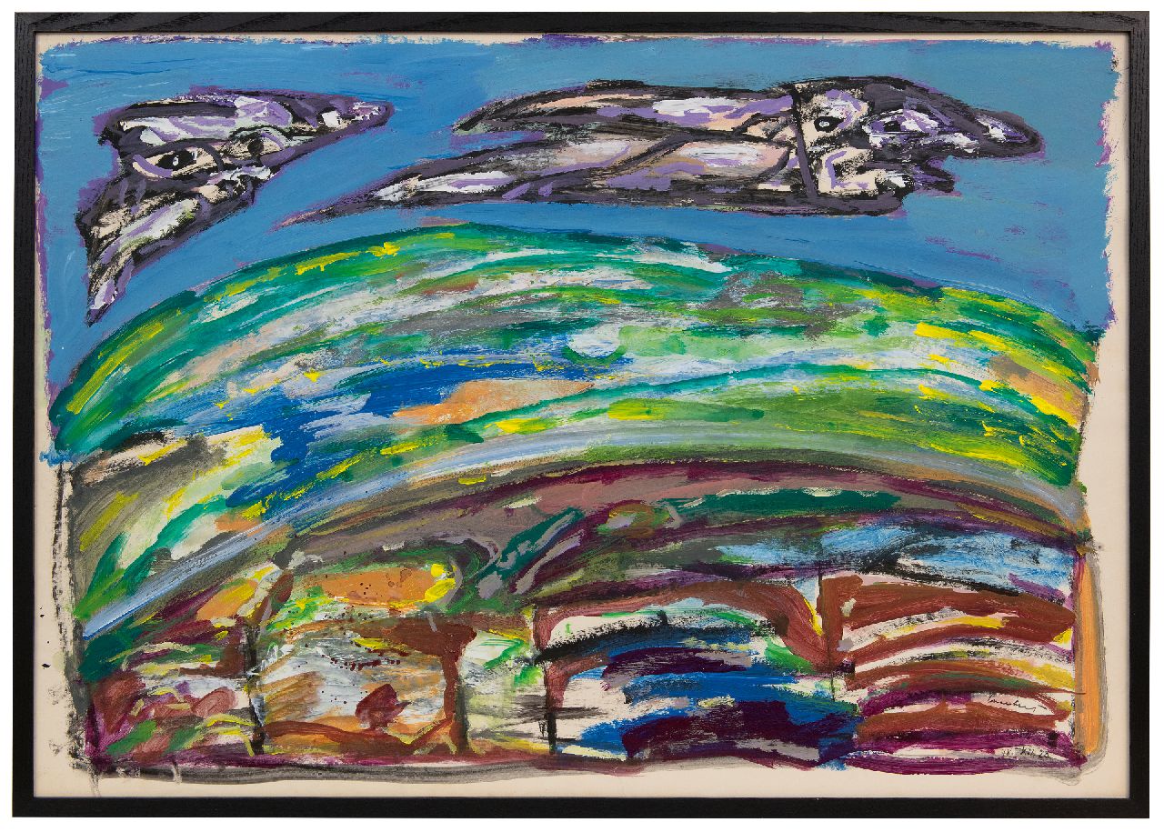 Lucebert (Lubertus Jacobus Swaanswijk)   | Lucebert (Lubertus Jacobus Swaanswijk) | Aquarelle und Zeichnungen zum Verkauf angeboten | OhneTtitel, Gouache auf Papier 70,0 x 100,9 cm, Unterzeichnet u.r. und datiert '78.XII.20