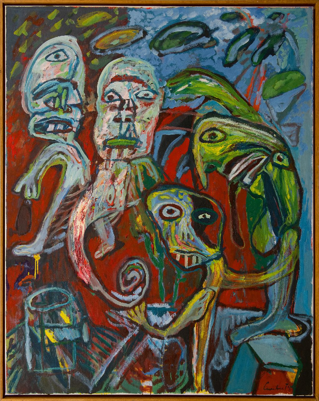 Lucebert (Lubertus Jacobus Swaanswijk)   | Lucebert (Lubertus Jacobus Swaanswijk) | Gemälde zum Verkauf angeboten | Im Honighaus, Öl auf Leinwand 145,2 x 114,8 cm, Unterzeichnet r.u. und datiert '89