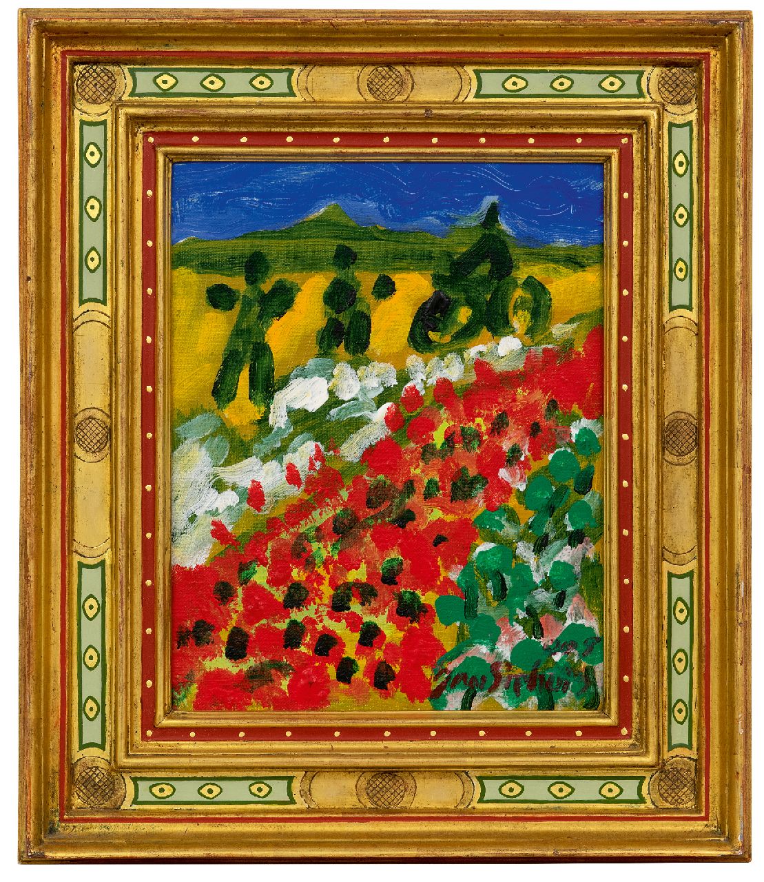 Sierhuis J.A.  | 'Jan' Alphonsus Sierhuis | Gemälde zum Verkauf angeboten | Spanische Landschaft - Mohnblumen, Acryl auf Leinwand 30,0 x 23,9 cm, Unterzeichnet u.r. und datiert auf dem Keilrahmen 2005