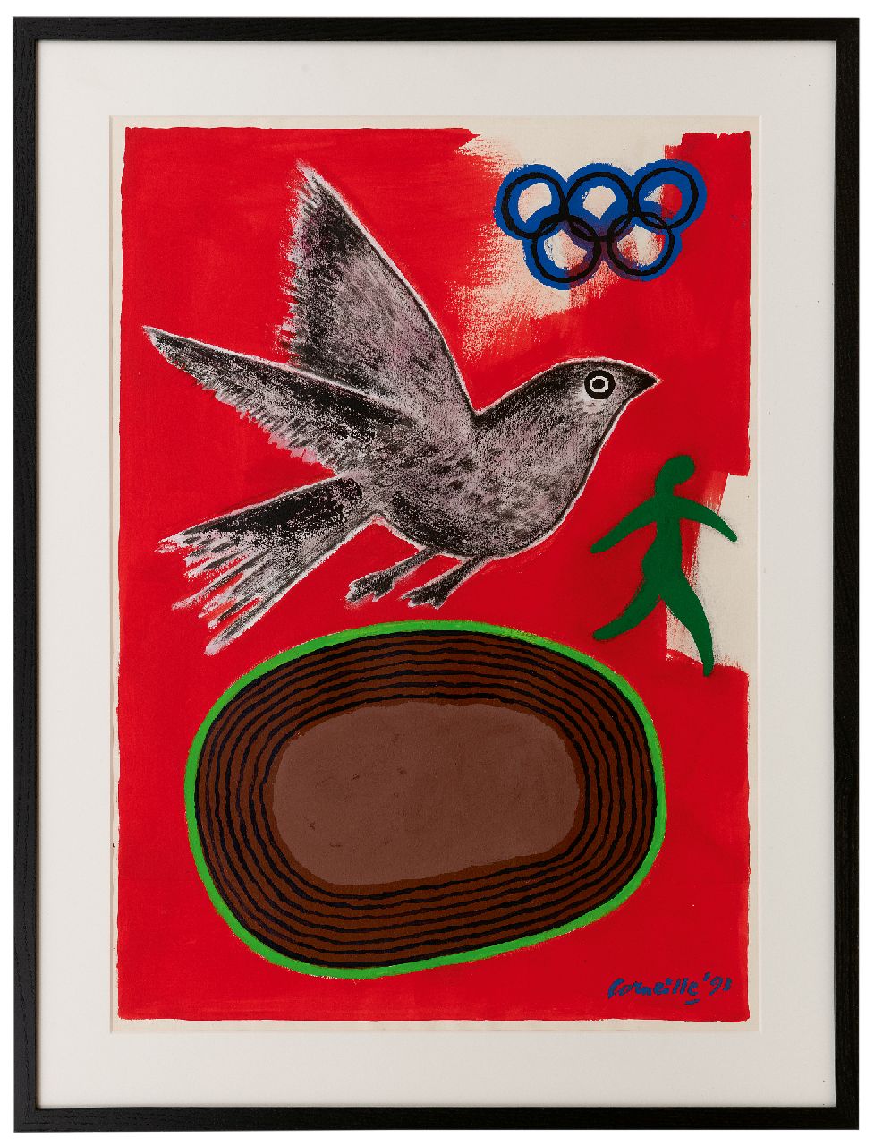 Corneille ('Corneille' Guillaume Beverloo)   | Corneille ('Corneille' Guillaume Beverloo) | Aquarelle und Zeichnungen zum Verkauf angeboten | Entwurf für das Europäische Olympische Jugendfestival in Valkenswaard, 1993, Gouache auf Papier 69,1 x 49,2 cm, Unterzeichnet u.r. und datiert '93