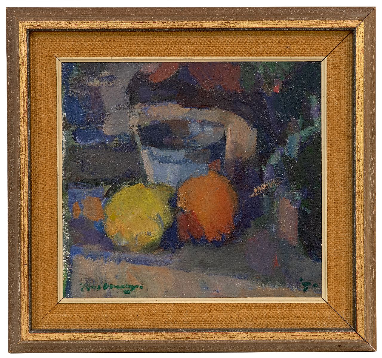 Verwey K.  | Kees Verwey | Gemälde zum Verkauf angeboten | Stilleben mit Zitrone und Orange, Öl auf Leinwand 26,3 x 29,3 cm, Unterzeichnet u.l. und datiert '70