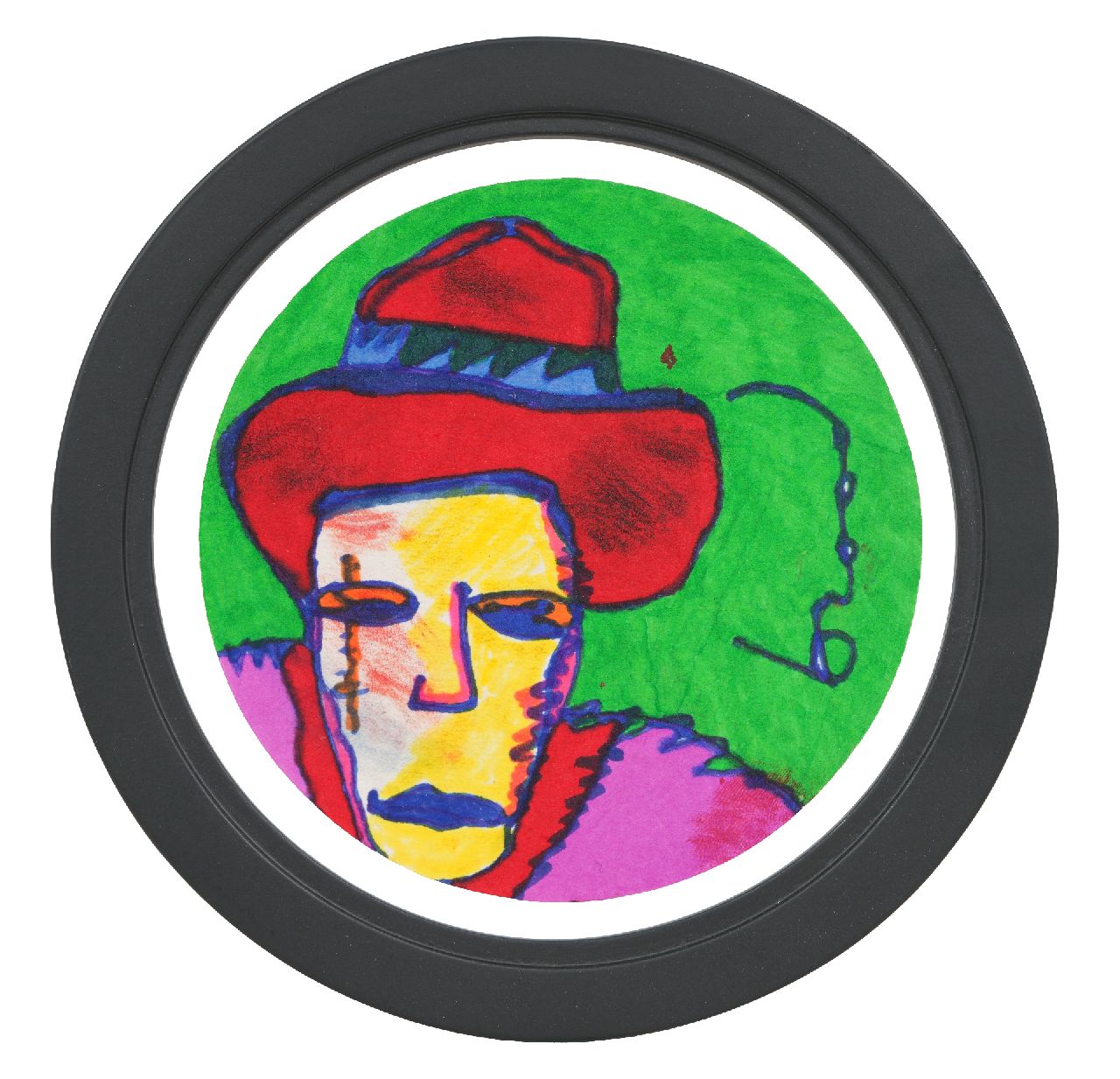 Brood H.  | Herman Brood |  zum Verkauf angeboten | Bierdeckel, acrylic on felt paper, Unterzeichnet r.m.