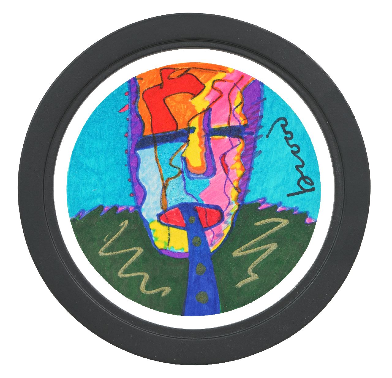 Brood H.  | Herman Brood |  zum Verkauf angeboten | Bierdeckel, acrylic on felt paper, Unterzeichnet o.r.