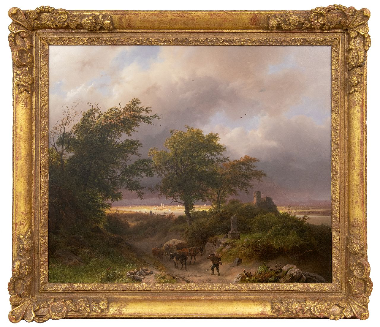 Koekkoek B.C.  | Barend Cornelis Koekkoek, Rheinlandschaft bei aufkommendem Sturm, Öl auf Leinwand 70,5 x 84,5 cm, Unterzeichnet u.r. und datiert 1847