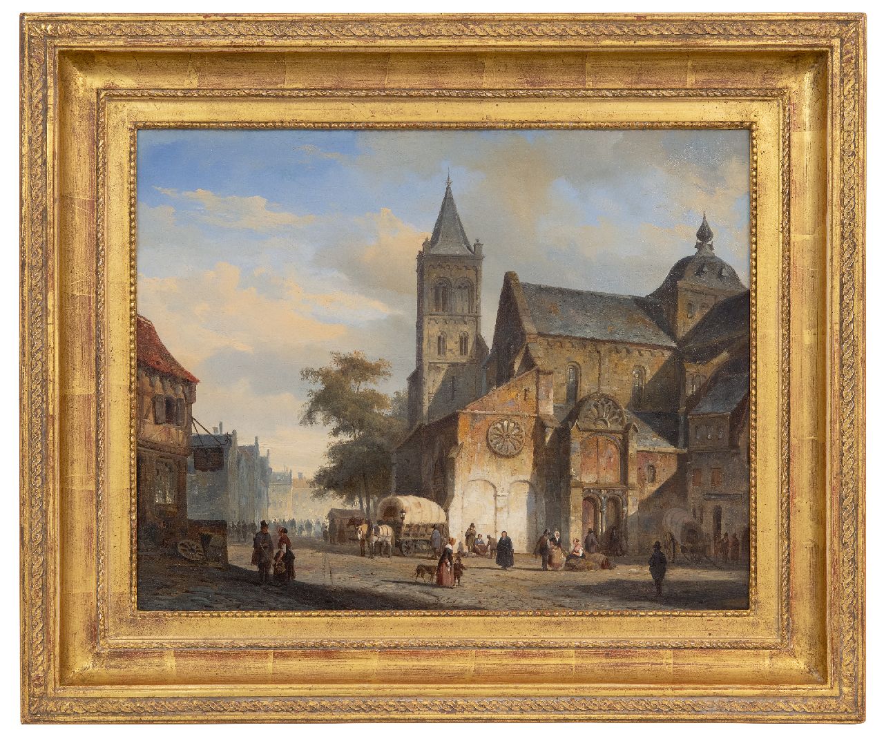 Springer C. | Cornelis Springer | Gemälde zum Verkauf angeboten | Niederländischer Stadtplatz mit Kirche und Planwagen, Öl auf Leinwand 36,5 x 46,0 cm, Unterzeichnet u.l. mit Monogramm und datiert '44 Springer C. | Cornelis Springer | Gemälde zum Verkauf angeboten | Niederländischer Stadtplatz mit Kirche und Planwagen, Öl auf Leinwand 36,5 x 46,0 cm, Unterzeichnet u.l. mit Monogramm und datiert '44
