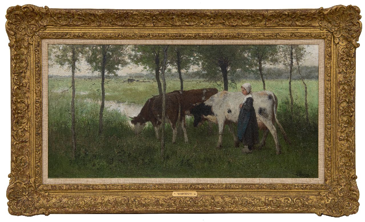 Mauve A. | Anthonij 'Anton' Mauve | Gemälde zum Verkauf angeboten | Junge Kuhhirte mit ihren Kühen, Öl auf Leinwand 35,4 x 69,8 cm, Unterzeichnet u.r. und zu datieren um 1876 Mauve A. | Anthonij 'Anton' Mauve | Gemälde zum Verkauf angeboten | Junge Kuhhirte mit ihren Kühen, Öl auf Leinwand 35,4 x 69,8 cm, Unterzeichnet u.r. und zu datieren um 1876