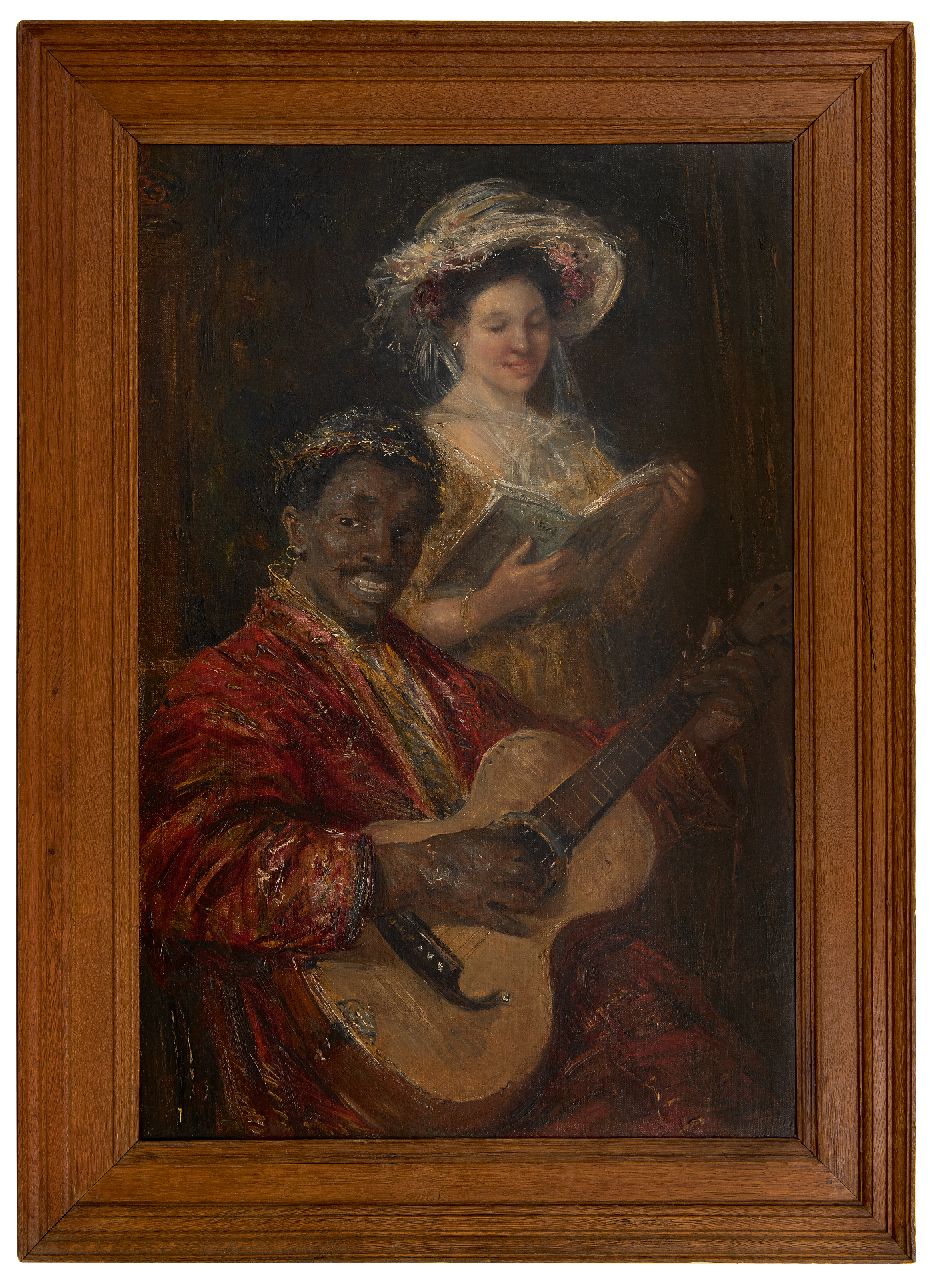 Maris S.W.  | Simon Willem Maris | Gemälde zum Verkauf angeboten | Musizierendes Duo, Öl auf Leinwand 75,7 x 50,6 cm