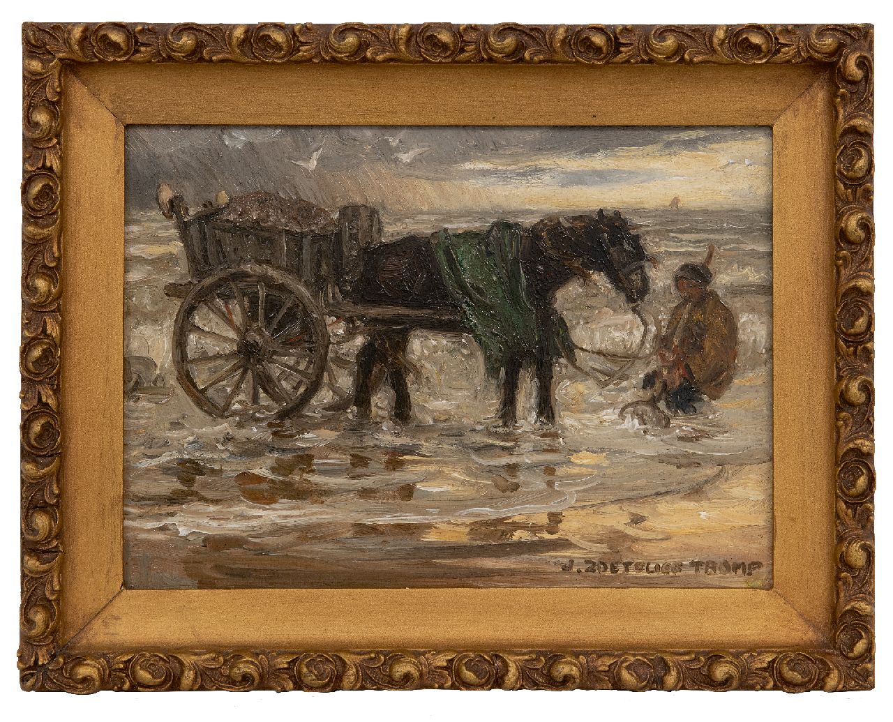 Zoetelief Tromp J.  | Johannes 'Jan' Zoetelief Tromp | Gemälde zum Verkauf angeboten | Muschelfischer, Katwijk, Öl auf Leinwand 19,2 x 26,3 cm, Unterzeichnet u.r. und datiert im Verso 1901