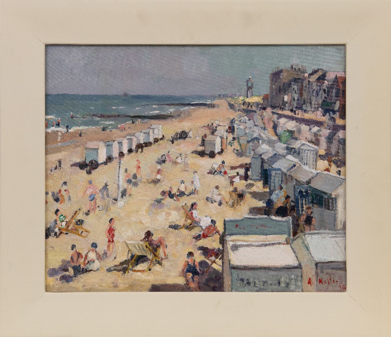 Keller A. | Adolphe Keller | Gemälde zum Verkauf angeboten | Strandvergnügen bei IJmuiden, Öl auf Leinwand 40,2 x 50,3 cm, Unterzeichnet u.r. und datiert '34 Keller A. | Adolphe Keller | Gemälde zum Verkauf angeboten | Strandvergnügen bei IJmuiden, Öl auf Leinwand 40,2 x 50,3 cm, Unterzeichnet u.r. und datiert '34