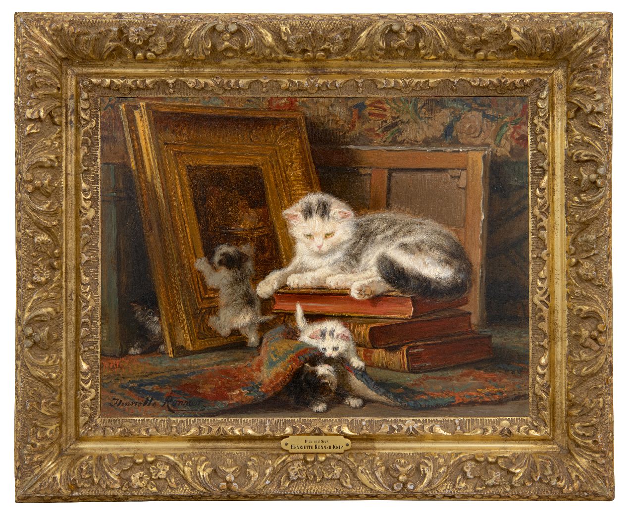 Ronner-Knip H. | Henriette Ronner-Knip | Gemälde zum Verkauf angeboten | Verstecken spielende Kätzchen, Öl auf Holz 24,4 x 32,3 cm, Unterzeichnet u.l. Ronner-Knip H. | Henriette Ronner-Knip | Gemälde zum Verkauf angeboten | Verstecken spielende Kätzchen, Öl auf Holz 24,4 x 32,3 cm, Unterzeichnet u.l.
