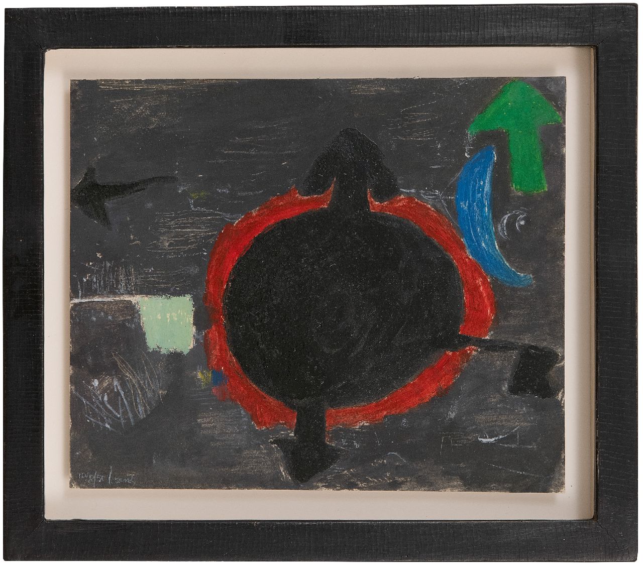 Brands E.A.M.  | Eugenius Antonius Maria 'Eugène' Brands | Aquarelle und Zeichnungen zum Verkauf angeboten | Ohne Titel, 1950, Tinte und Gouache auf Papier 15,1 x 18,2 cm, Unterzeichnet u.l. und datiert 10/8/50