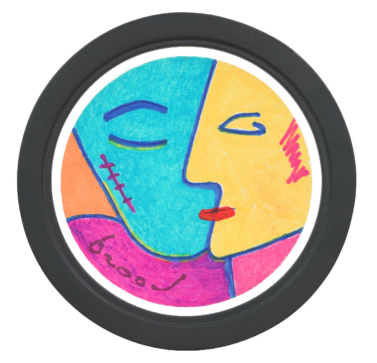 Brood H.  | Herman Brood |  zum Verkauf angeboten | Bierdeckel, Unterzeichnet u.l.