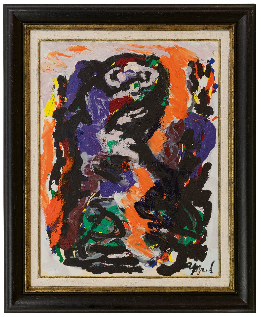 Appel C.K.  | Christiaan 'Karel' Appel | Gemälde zum Verkauf angeboten | Ohne Titel (Vogelfigur), Öl auf Papier auf Leinwand 68,4 x 52,5 cm, Unterzeichnet u.r.