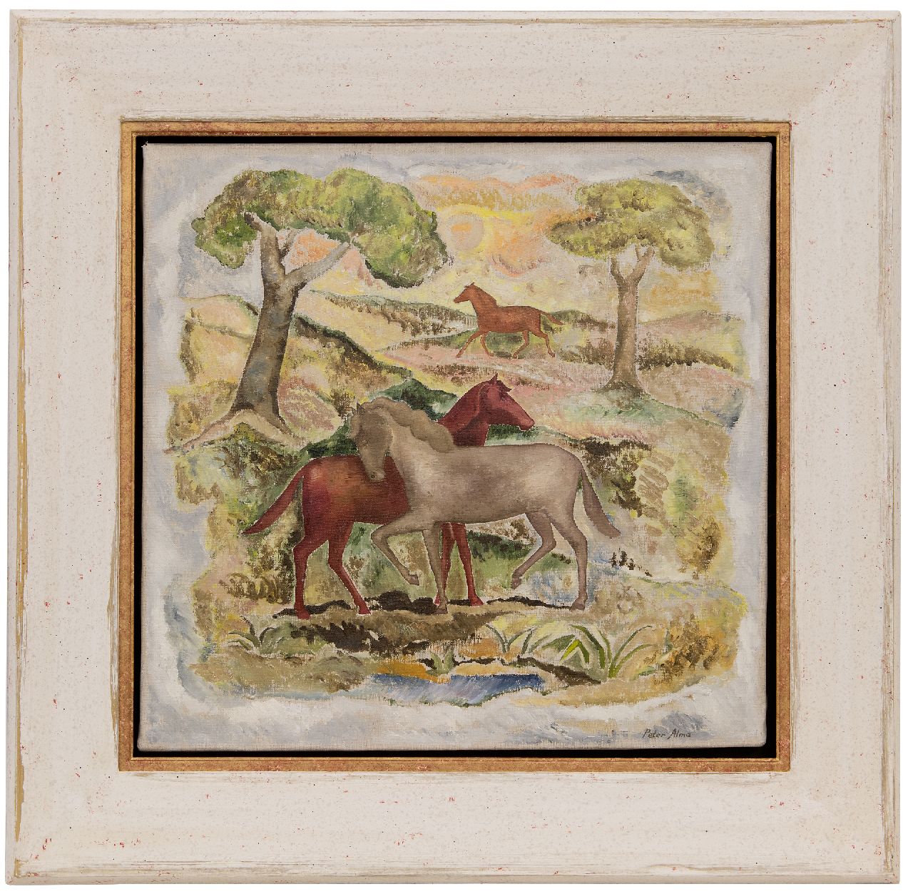 Alma P.  | Petrus 'Peter' Alma | Gemälde zum Verkauf angeboten | Die Pferde, Öl auf Leinwand 48,7 x 50,3 cm, Unterzeichnet u.r.