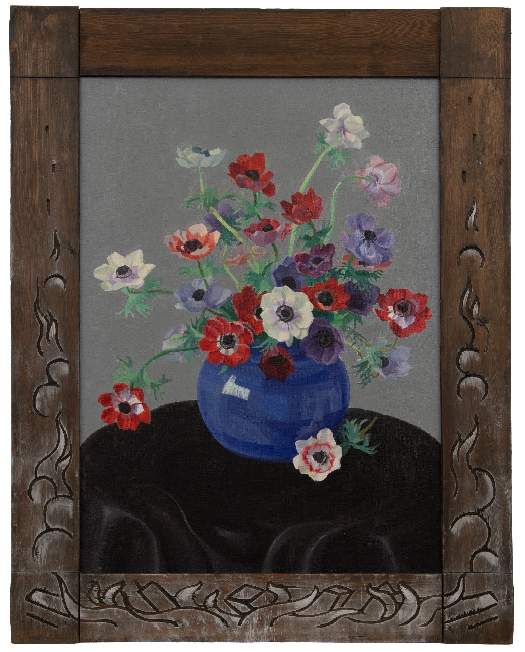 Smorenberg D. | Dirk Smorenberg | Gemälde zum Verkauf angeboten | Anemonen in einer leuchtend blauer Vase, Öl auf Leinwand 70,5 x 50,5 cm, Unterzeichnet u.r. Smorenberg D. | Dirk Smorenberg | Gemälde zum Verkauf angeboten | Anemonen in einer leuchtend blauer Vase, Öl auf Leinwand 70,5 x 50,5 cm, Unterzeichnet u.r.