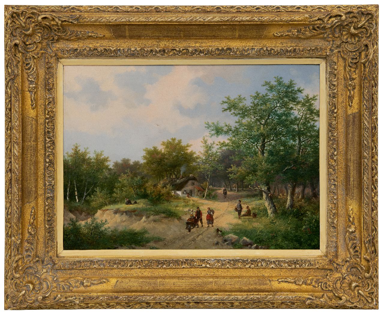 Koekkoek P.H.  | Pieter Hendrik 'H.P.' Koekkoek | Gemälde zum Verkauf angeboten | Bauern auf einer Landstraße, Öl auf Holz 26,8 x 37,2 cm, Unterzeichnet M.u.