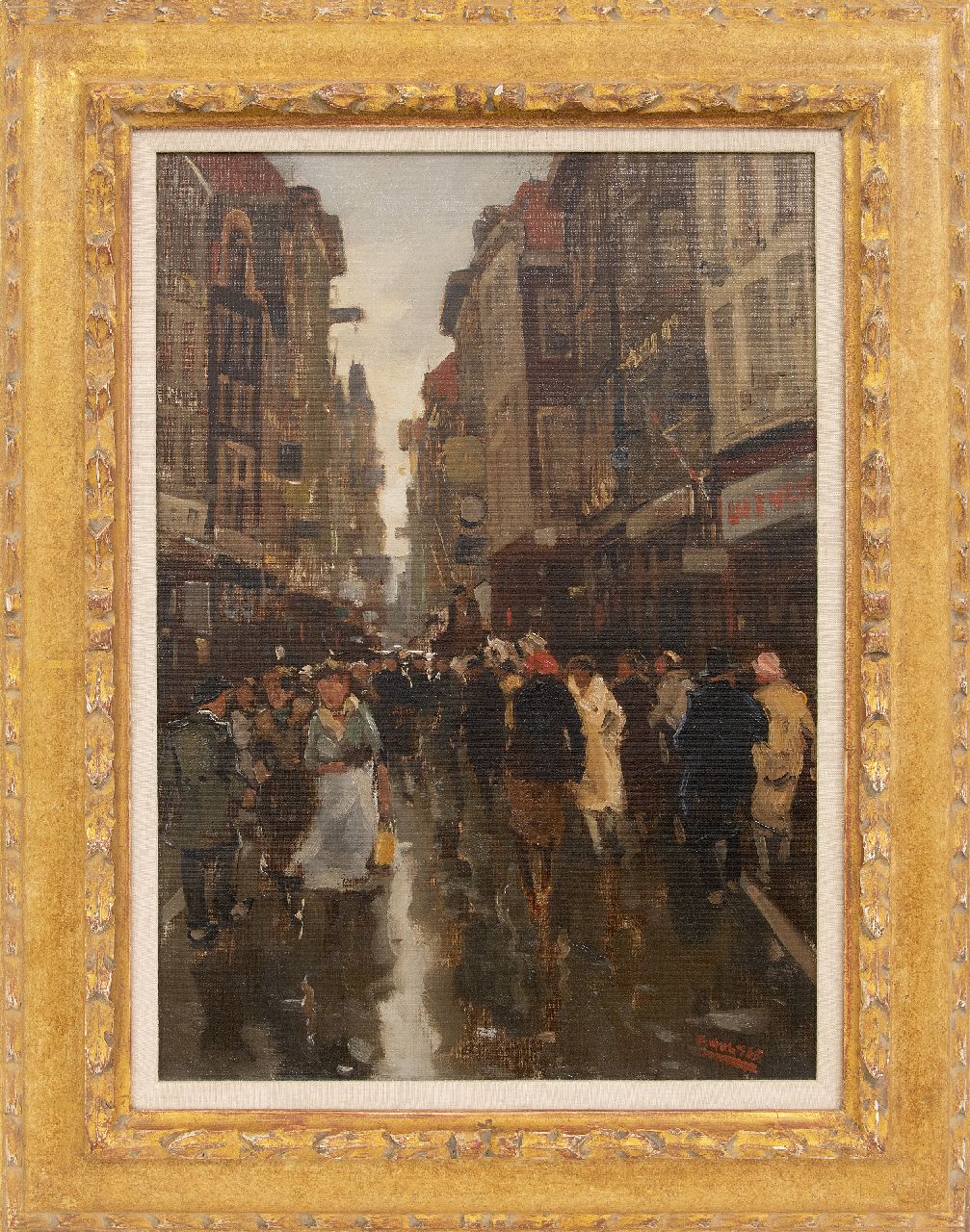 Noltee B.C.  | Bernardus Cornelis 'Cor' Noltee | Gemälde zum Verkauf angeboten | Belebte Einkaufsstraße/Spuistraat, Den Haag, Öl auf Leinwand 49,7 x 33,7 cm, Unterzeichnet r.u.
