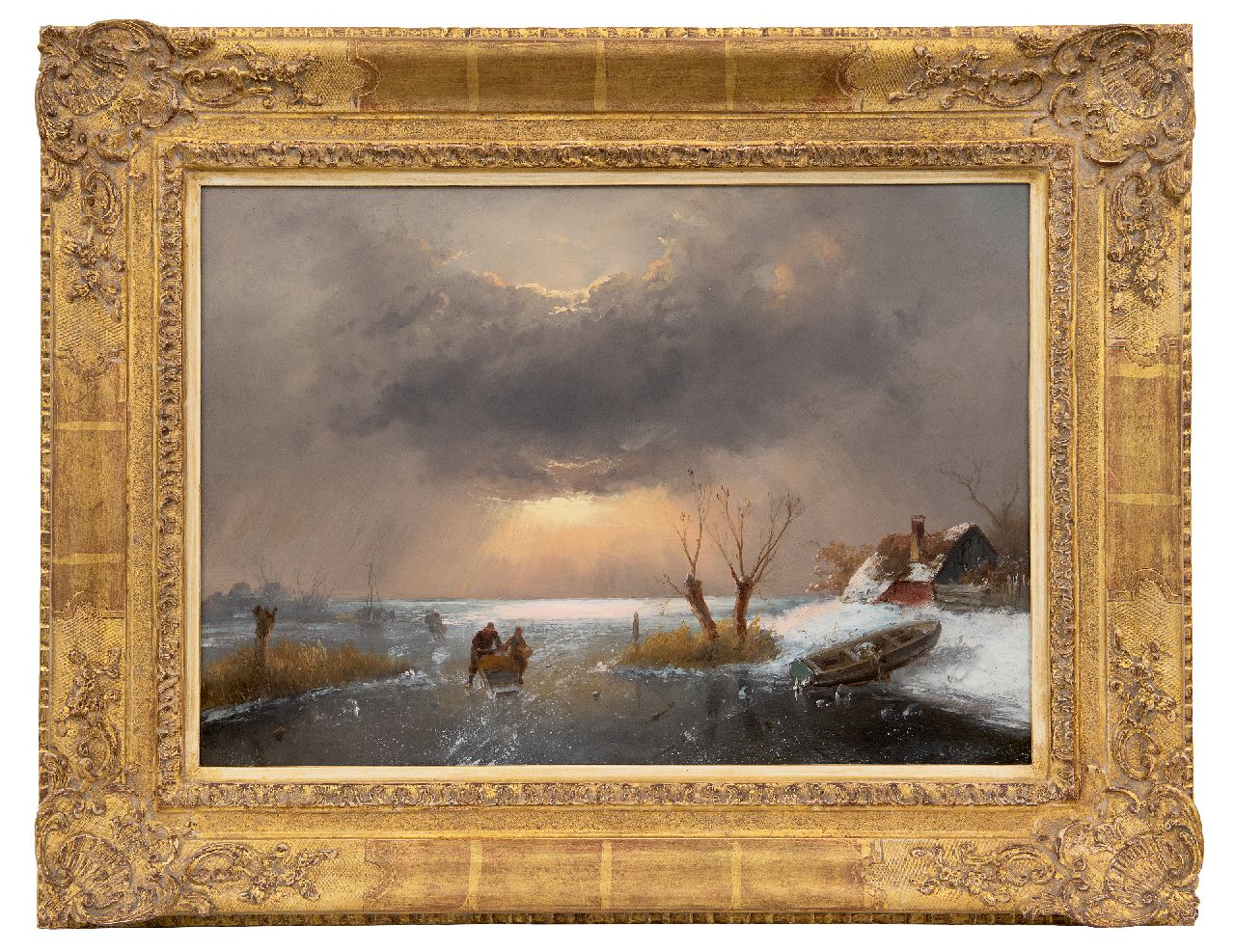 Leickert C.H.J. | 'Charles' Henri Joseph Leickert, Holländischer Winter mit Skatern bei Sonnenuntergang, Öl auf Holz 33,8 x 48,2 cm, Unterzeichnet u.r. Leickert C.H.J. | 'Charles' Henri Joseph Leickert, Holländischer Winter mit Skatern bei Sonnenuntergang, Öl auf Holz 33,8 x 48,2 cm, Unterzeichnet u.r.