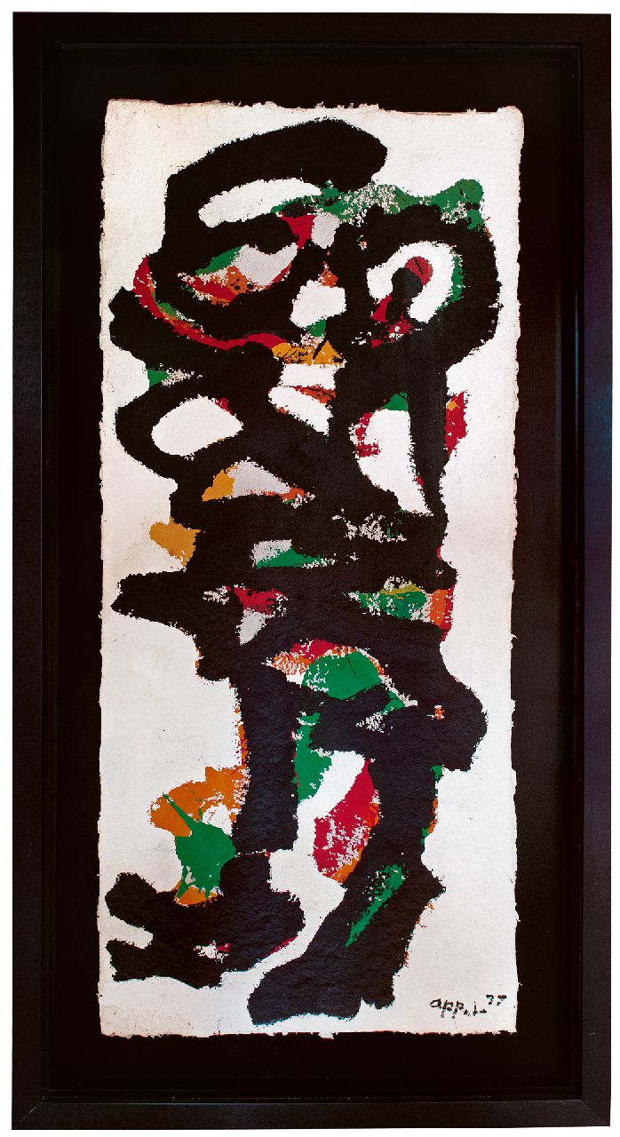 Appel C.K.  | Christiaan 'Karel' Appel | Gemälde zum Verkauf angeboten | Drac, Acryl auf Papier 176,5 x 76,7 cm, Unterzeichnet u.r. und datiert '77