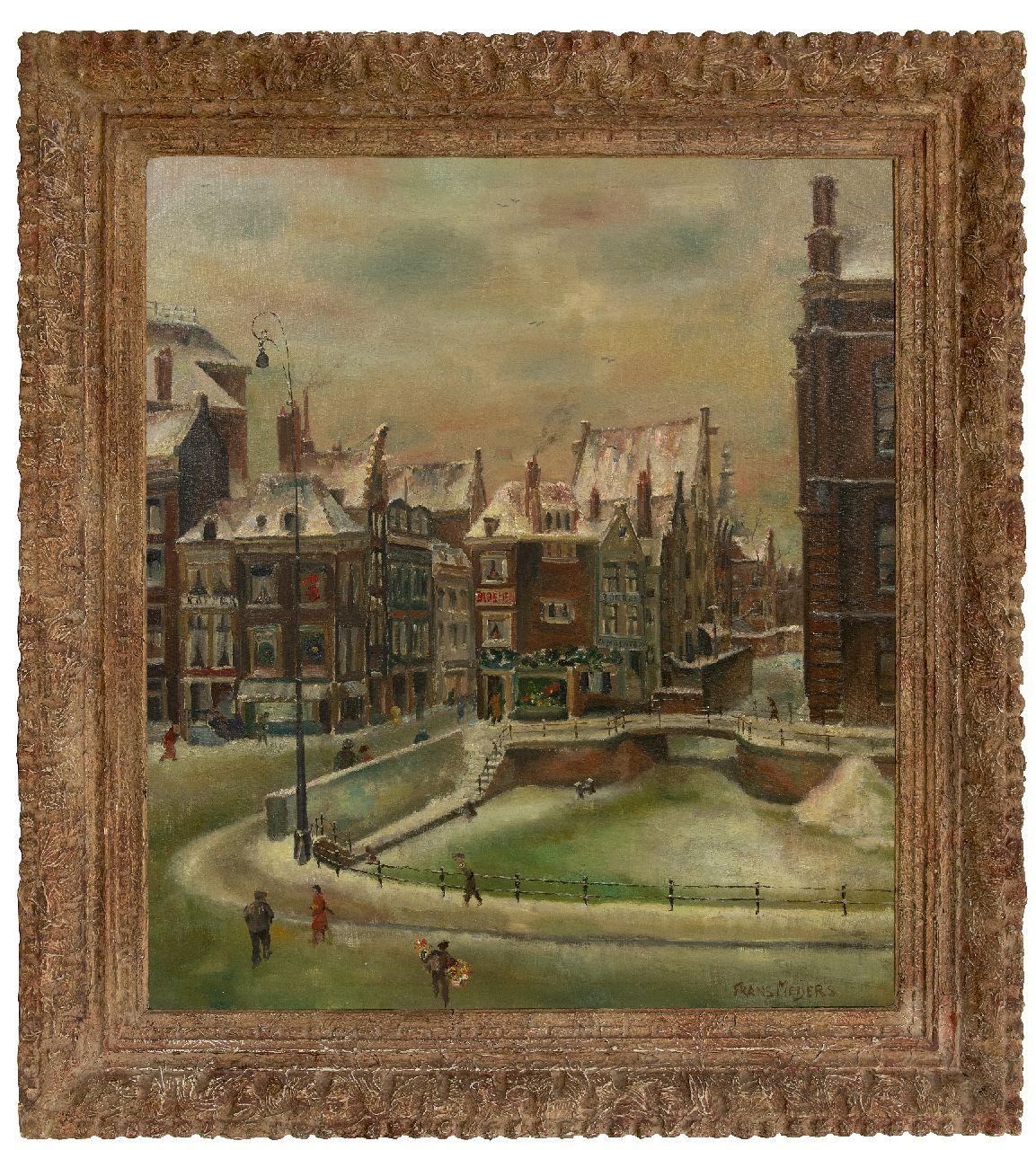 Meijers F.  | Frans Meijers, Das Rokin im Schnee, Amsterdam, Öl auf Leinwand 80,1 x 70,3 cm, Unterzeichnet u.r.