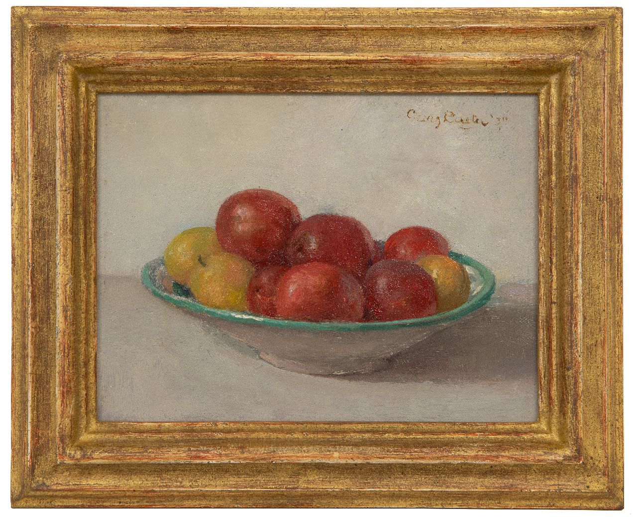 Rueter W.C.G. | Wilhelm Christian 'Georg' Rueter | Gemälde zum Verkauf angeboten | Stillleben mit Obst auf einer Schale, Öl auf Holz 17,6 x 23,3 cm, Unterzeichnet o.r. und datiert '37 Rueter W.C.G. | Wilhelm Christian 'Georg' Rueter | Gemälde zum Verkauf angeboten | Stillleben mit Obst auf einer Schale, Öl auf Holz 17,6 x 23,3 cm, Unterzeichnet o.r. und datiert '37
