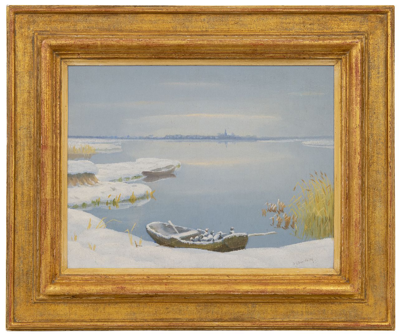 Smorenberg D. | Dirk Smorenberg | Gemälde zum Verkauf angeboten | Winterliches Gesicht bei Loosdrecht mit Entenfamilie im Boot, Öl auf Holzfaser 30,3 x 39,5 cm, Unterzeichnet u.r. Smorenberg D. | Dirk Smorenberg | Gemälde zum Verkauf angeboten | Winterliches Gesicht bei Loosdrecht mit Entenfamilie im Boot, Öl auf Holzfaser 30,3 x 39,5 cm, Unterzeichnet u.r.