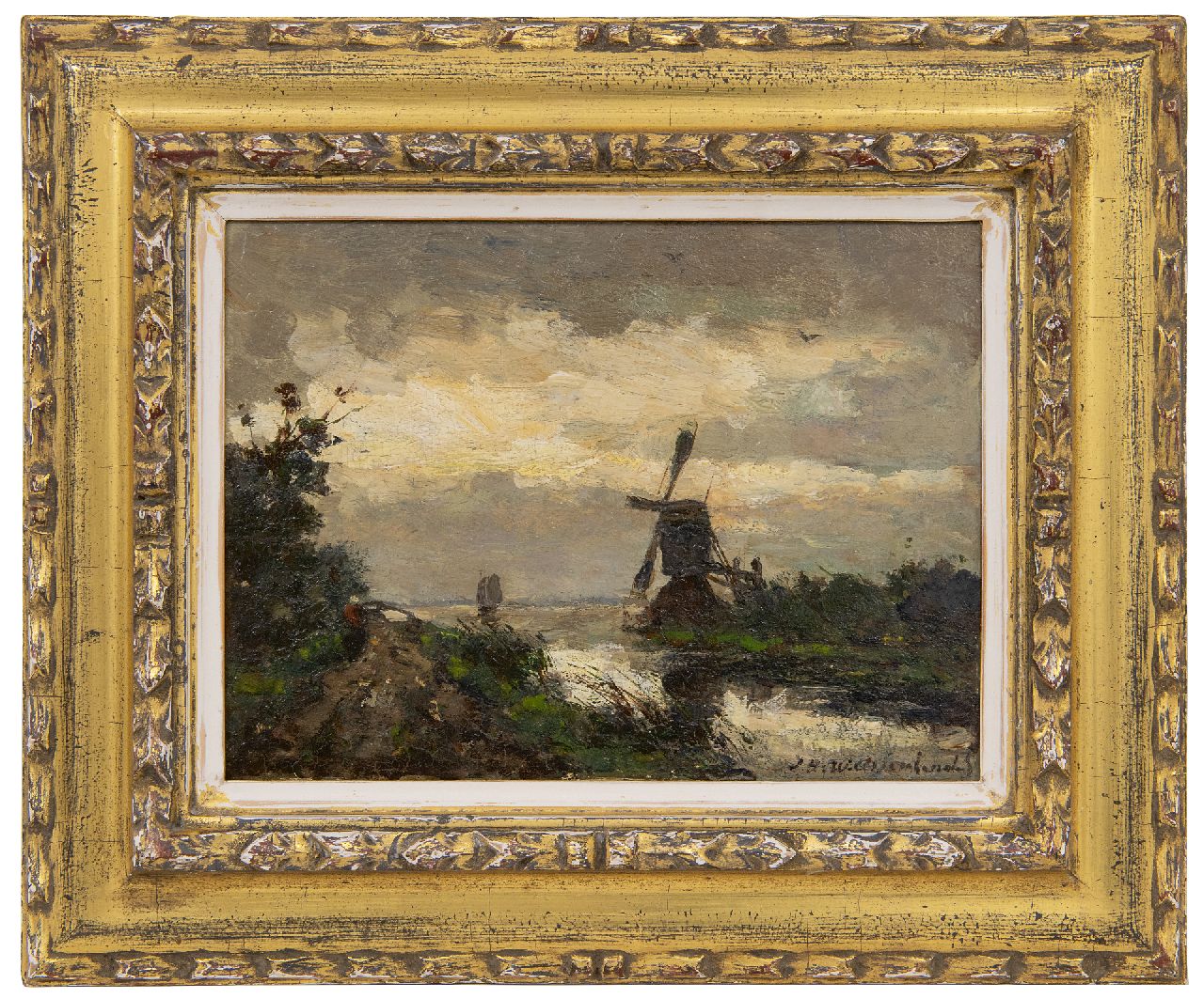 Weissenbruch H.J. | Hendrik Johannes 'J.H.' Weissenbruch | Gemälde zum Verkauf angeboten | Mühle bei Schauerwetter, Öl auf Holz 18,5 x 24,5 cm, Unterzeichnet u.r. Weissenbruch H.J. | Hendrik Johannes 'J.H.' Weissenbruch | Gemälde zum Verkauf angeboten | Mühle bei Schauerwetter, Öl auf Holz 18,5 x 24,5 cm, Unterzeichnet u.r.