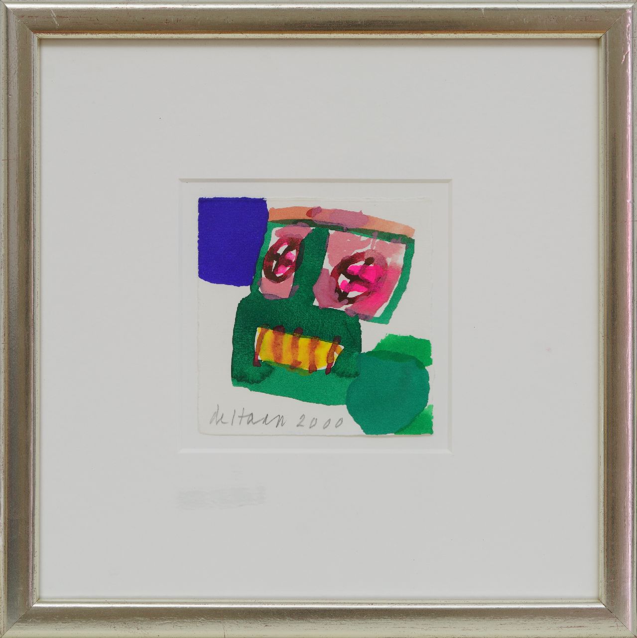 Haan J. de | Jurjen de Haan | Aquarelle und Zeichnungen zum Verkauf angeboten | Komposition mit Kopf, Gouache auf Papier 12,2 x 12,0 cm, Unterzeichnet u.L. und datiert 2000 Haan J. de | Jurjen de Haan | Aquarelle und Zeichnungen zum Verkauf angeboten | Komposition mit Kopf, Gouache auf Papier 12,2 x 12,0 cm, Unterzeichnet u.L. und datiert 2000