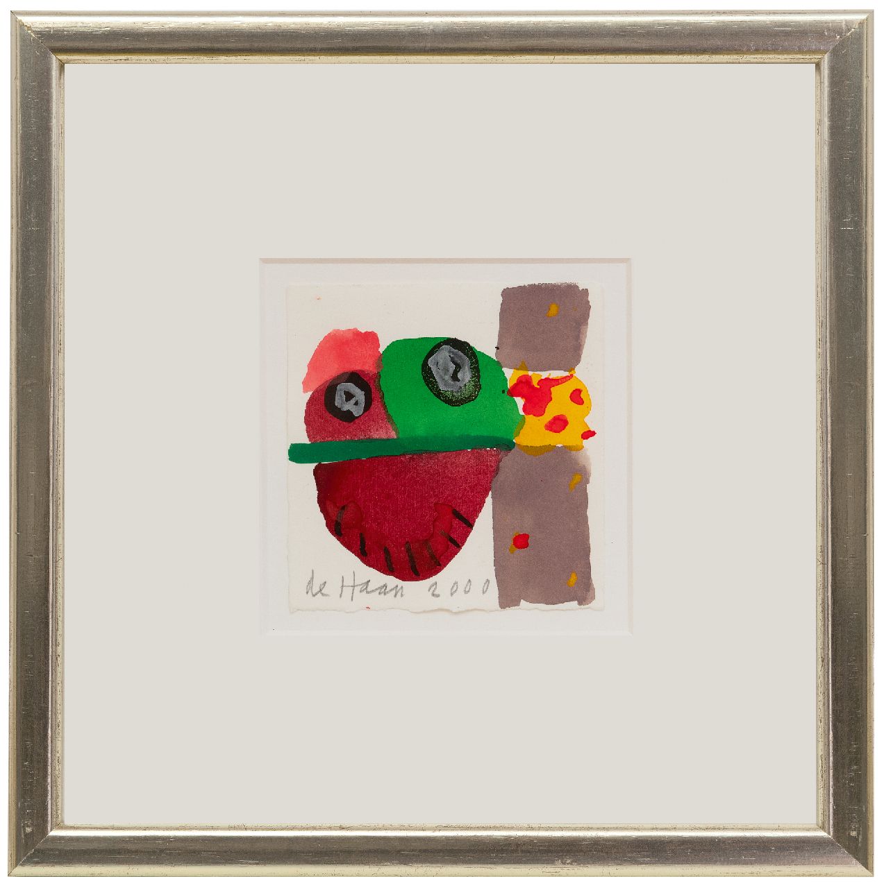 Haan J. de | Jurjen de Haan | Aquarelle und Zeichnungen zum Verkauf angeboten | Komposition, Gouache auf Papier 12,2 x 12,0 cm, Unterzeichnet u.l. und datiert 2000