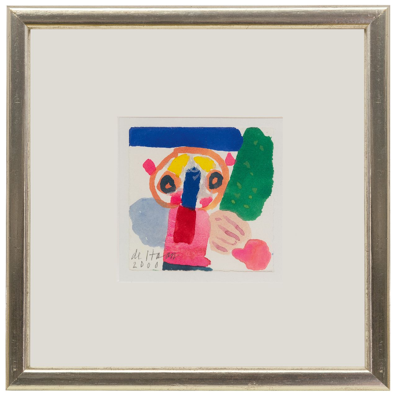 Haan J. de | Jurjen de Haan | Aquarelle und Zeichnungen zum Verkauf angeboten | Figur, Gouache auf Papier 12,0 x 12,2 cm, Unterzeichnet u.l. und datiert 2000