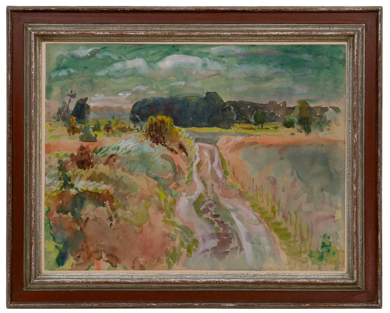 Altink J.  | Jan Altink | Aquarelle und Zeichnungen zum Verkauf angeboten | Country road, Groningen, Gouache auf Papier 50,5 x 65,7 cm, Unterzeichnet r.u. und datiert '51