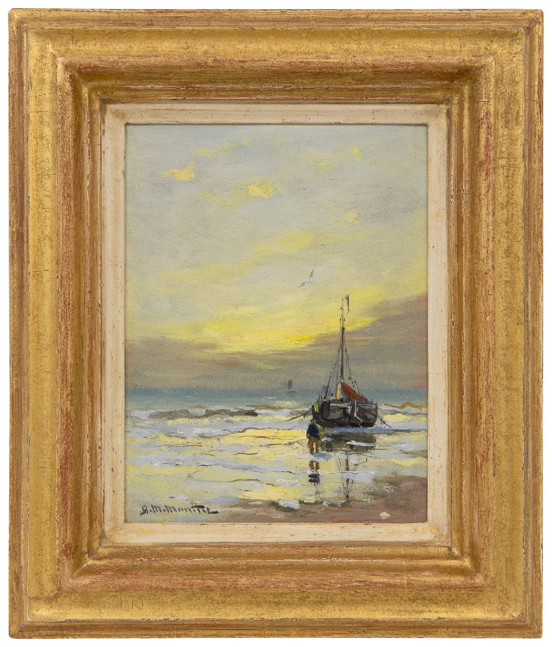 Munthe G.A.L. | Gerhard Arij Ludwig 'Morgenstjerne' Munthe | Gemälde zum Verkauf angeboten | Fischerboot vor Anker bei Sonnenuntergang, Öl auf Malereifaser 20,0 x 14,8 cm, Unterzeichnet u.L. Munthe G.A.L. | Gerhard Arij Ludwig 'Morgenstjerne' Munthe | Gemälde zum Verkauf angeboten | Fischerboot vor Anker bei Sonnenuntergang, Öl auf Malereifaser 20,0 x 14,8 cm, Unterzeichnet u.L.