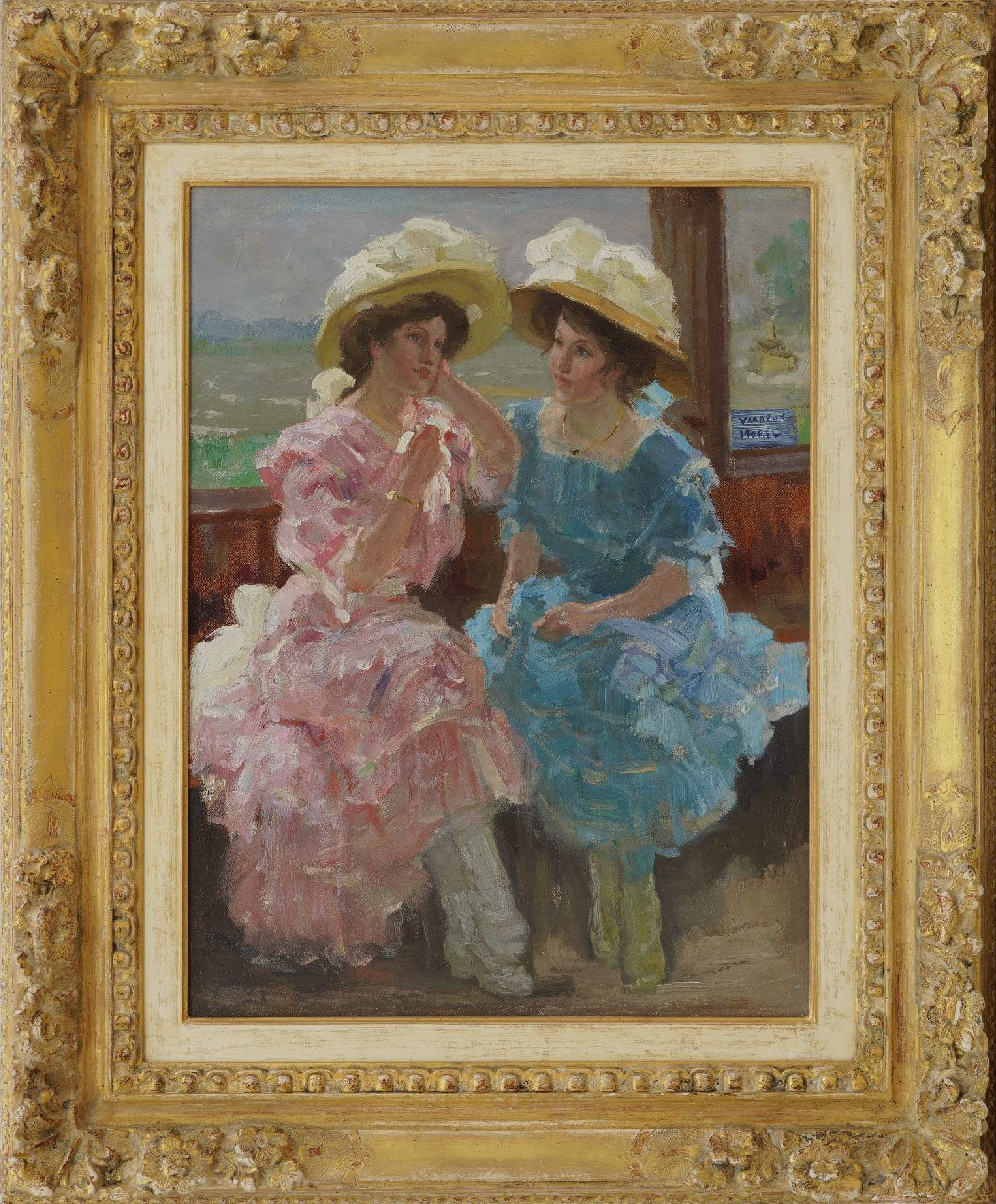 Vaarzon Morel W.F.A.I.  | Wilhelm Ferdinand Abraham Isaac 'Willem' Vaarzon Morel | Gemälde zum Verkauf angeboten | An Bord der Fähre, Öl auf Leinwand 50,8 x 38,3 cm, Unterzeichnet m.r.