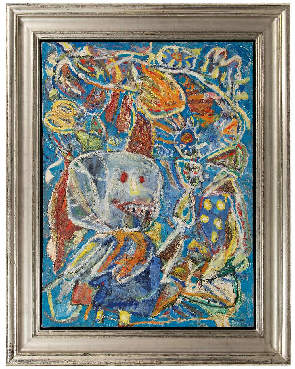 Lucebert (Lubertus Jacobus Swaanswijk)   | Lucebert (Lubertus Jacobus Swaanswijk) | Gemälde zum Verkauf angeboten | Hobgoblins Karneval, Öl auf Leinwand 120,0 x 90,0 cm, Unterzeichnet u.r. und datiert '61